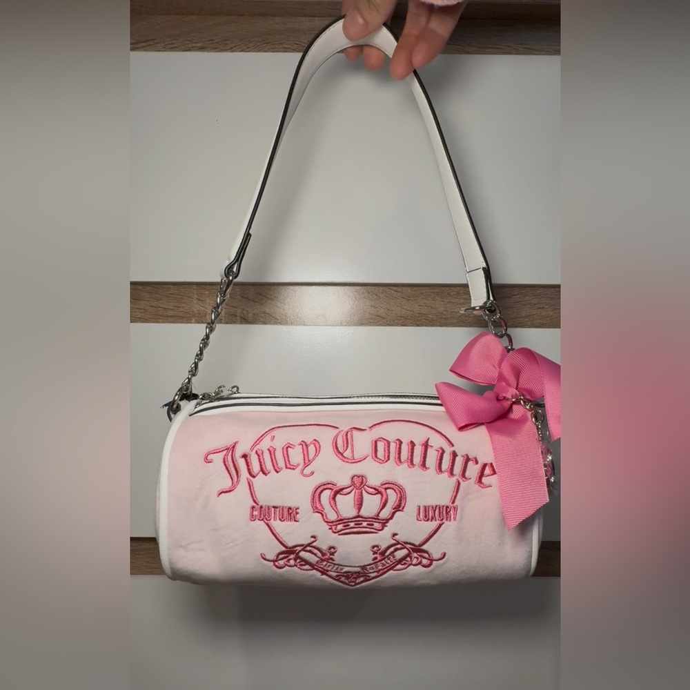 Juicy Couture Pink and White Embroidered Bag